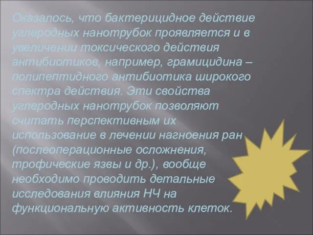 Оказалось, что бактерицидное действие углеродных нанотрубок проявляется и в увеличении токсического действия