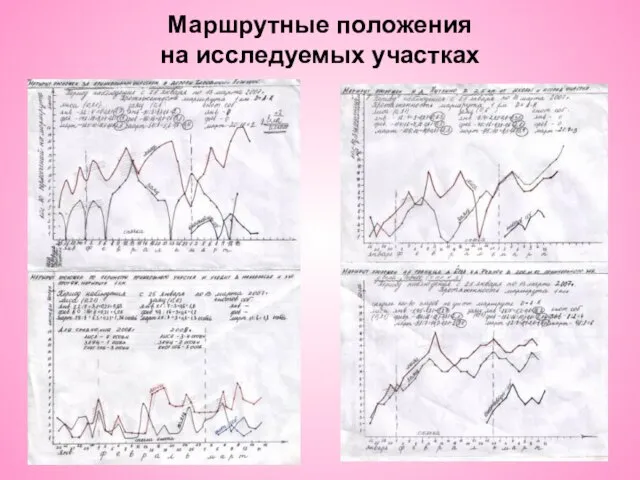 Маршрутные положения на исследуемых участках