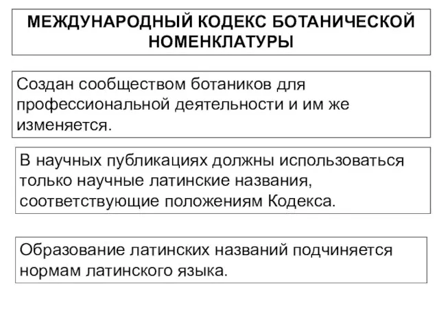 МЕЖДУНАРОДНЫЙ КОДЕКС БОТАНИЧЕСКОЙ НОМЕНКЛАТУРЫ Создан сообществом ботаников для профессиональной деятельности и им