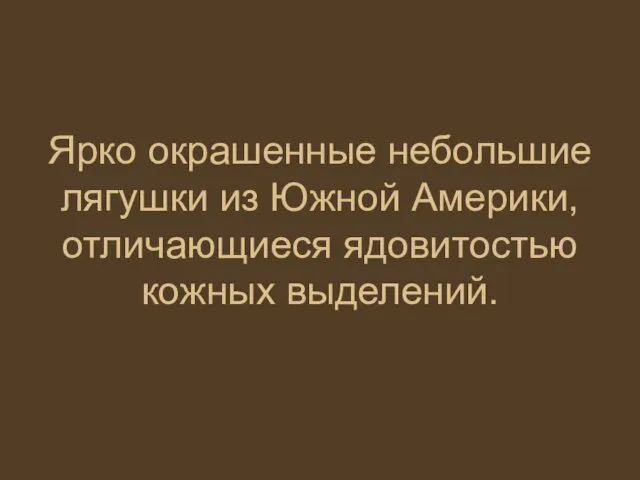 Ярко окрашенные небольшие лягушки из Южной Америки, отличающиеся ядовитостью кожных выделений.