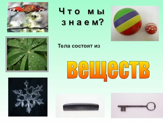 Ч т о м ы з н а е м? Тела состоят из веществ