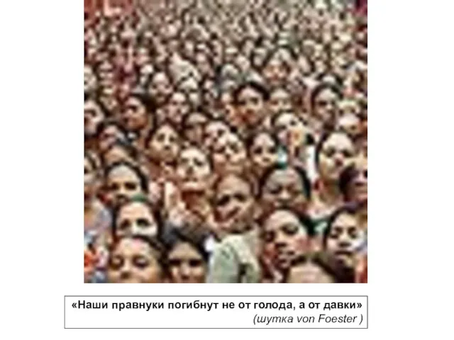 «Наши правнуки погибнут не от голода, а от давки» (шутка von Foester )