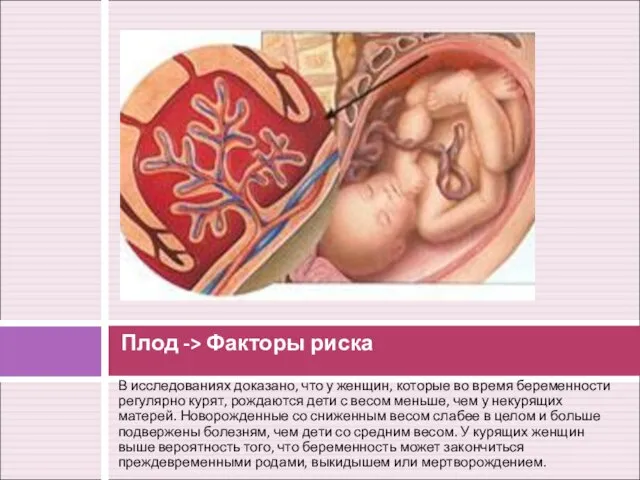 В исследованиях доказано, что у женщин, которые во время беременности регулярно курят,