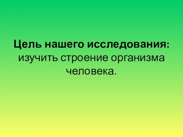 Цель нашего исследования: изучить строение организма человека.