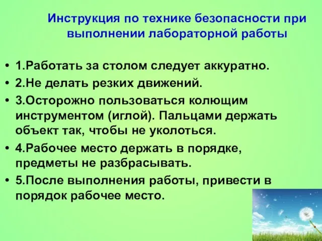 Инструкция по технике безопасности при выполнении лабораторной работы 1.Работать за столом следует