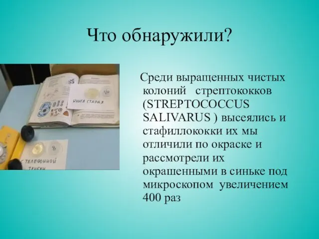 Что обнаружили? Среди выращенных чистых колоний стрептококков (STREPTOCOCCUS SALIVARUS ) высеялись и