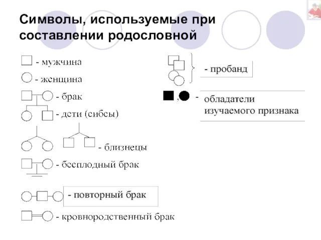 Символы, используемые при составлении родословной