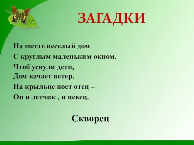 На шесте веселый дом С круглым маленьким окном. Чтоб уснули дети, Дом