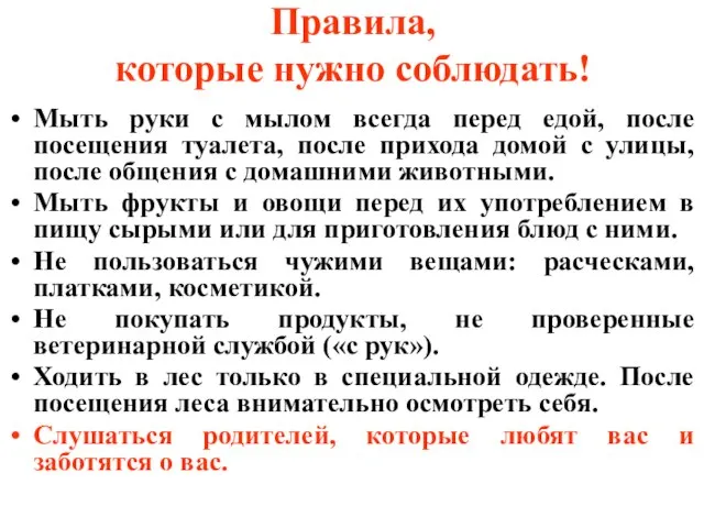 Правила, которые нужно соблюдать! Мыть руки с мылом всегда перед едой, после