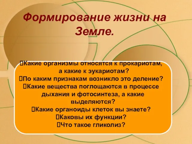 Формирование жизни на Земле. Какие организмы относятся к прокариотам, а какие к