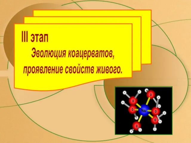 III этап Эволюция коацерватов, проявление свойств живого.