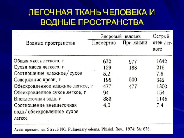 ЛЕГОЧНАЯ ТКАНЬ ЧЕЛОВЕКА И ВОДНЫЕ ПРОСТРАНСТВА