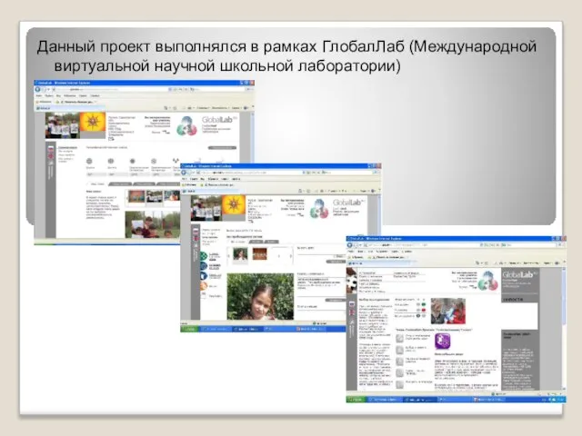 Данный проект выполнялся в рамках ГлобалЛаб (Международной виртуальной научной школьной лаборатории)