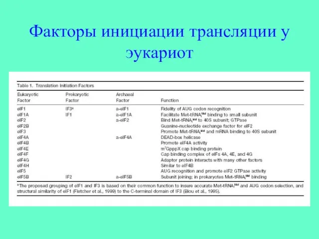 Факторы инициации трансляции у эукариот