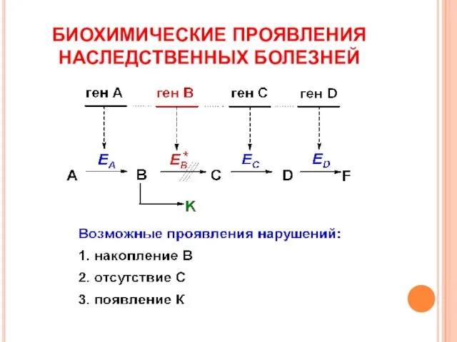 БИОХИМИЧЕСКИЕ ПРОЯВЛЕНИЯ НАСЛЕДСТВЕННЫХ БОЛЕЗНЕЙ