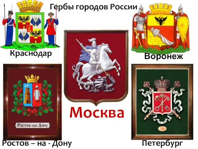 Краснодар Воронеж Москва Петербург Ростов – на - Дону Гербы городов России