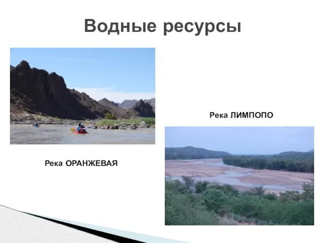 Водные ресурсы Река ЛИМПОПО Река ОРАНЖЕВАЯ