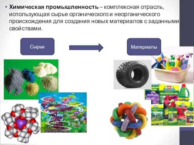 Химическая промышленность – комплексная отрасль, использующая сырье органического и неорганического происхождения для