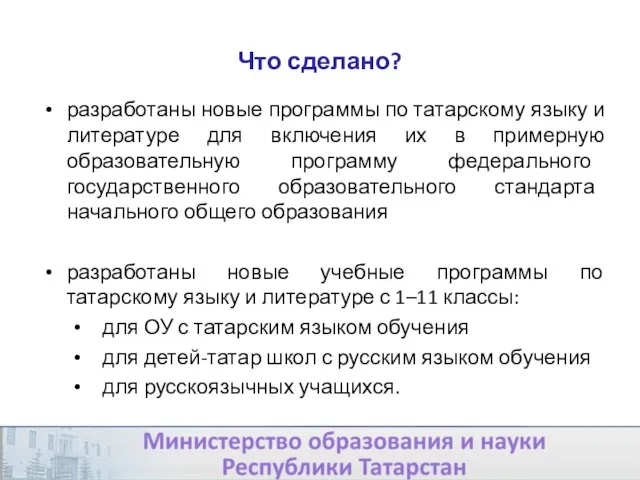 разработаны новые программы по татарскому языку и литературе для включения их в