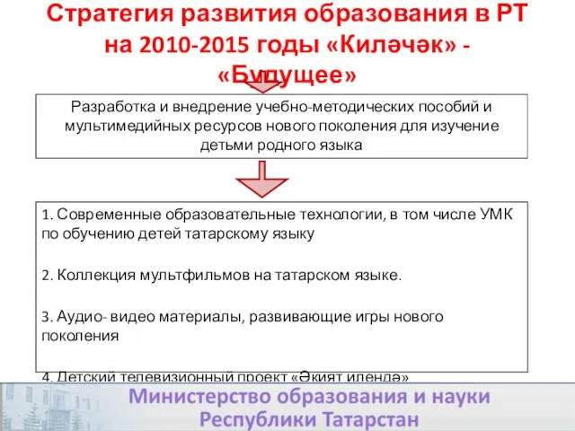 Стратегия развития образования в РТ на 2010-2015 годы «Киләчәк» - «Будущее» 1.