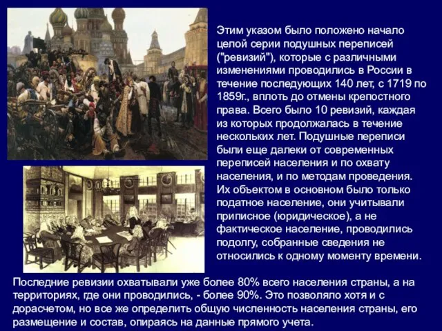 Этим указом было положено начало целой серии подушных переписей ("ревизий"), которые с