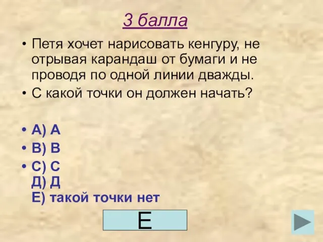 3 балла Петя хочет нарисовать кенгуру, не отрывая карандаш от бумаги и