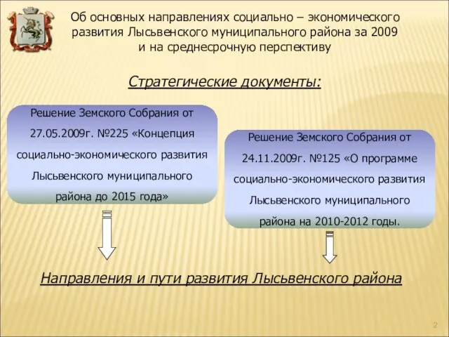 Направления и пути развития Лысьвенского района Стратегические документы: Решение Земского Собрания от