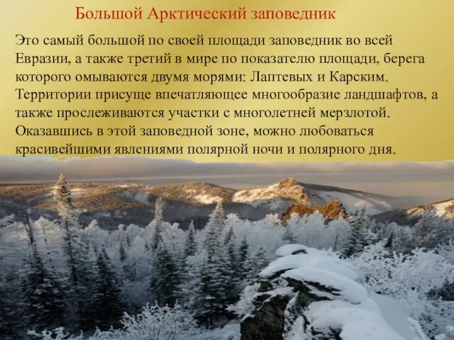 Большой Арктический заповедник Это самый большой по своей площади заповедник во всей