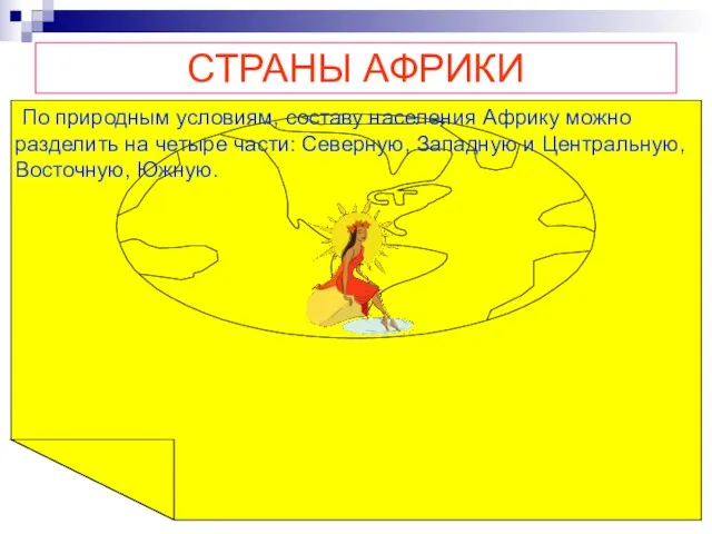 СТРАНЫ АФРИКИ По природным условиям, составу населения Африку можно разделить на четыре