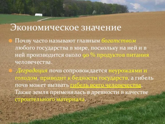 Почву часто называют главным богатством любого государства в мире, поскольку на ней