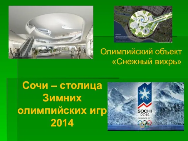 Сочи – столица Зимних олимпийских игр 2014 Олимпийский объект «Снежный вихрь»