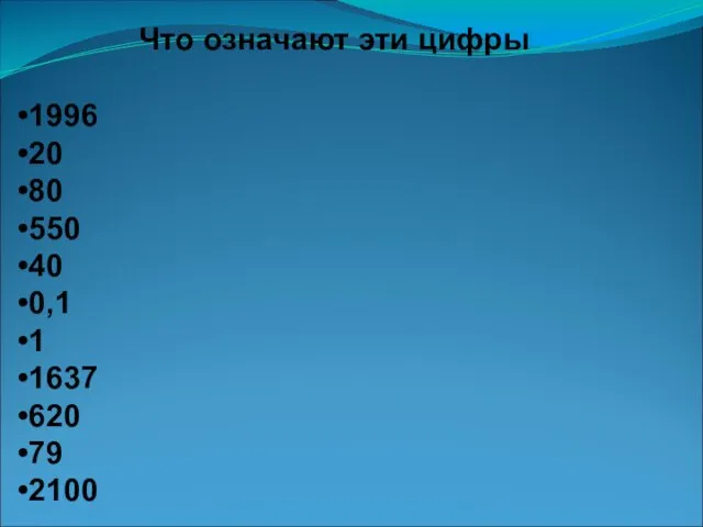 Что означают эти цифры 1996 20 80 550 40 0,1 1 1637 620 79 2100