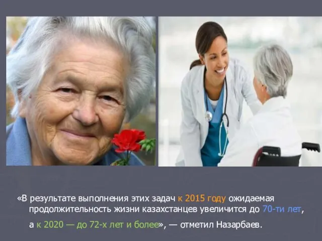 «В результате выполнения этих задач к 2015 году ожидаемая продолжительность жизни казахстанцев