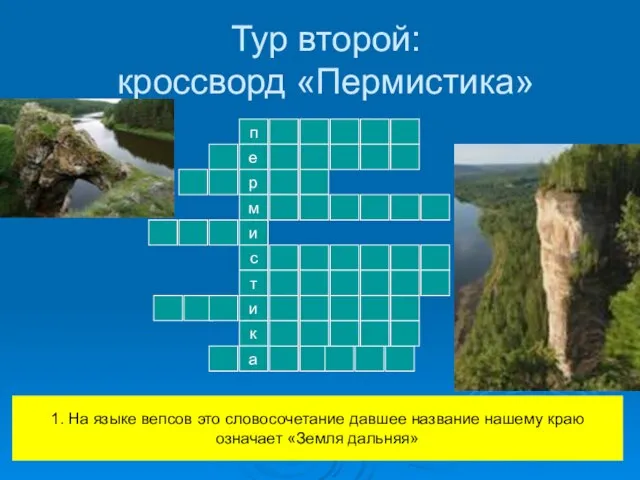 Тур второй: кроссворд «Пермистика» п е р м и с т к