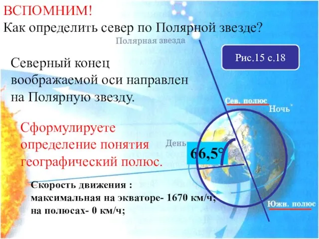 ВСПОМНИМ! Как определить север по Полярной звезде? Северный конец воображаемой оси направлен