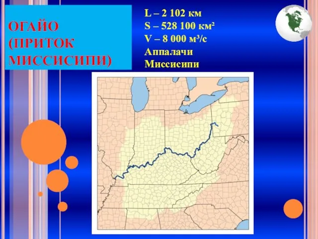 ОГАЙО (ПРИТОК МИССИСИПИ) L – 2 102 км S – 528 100