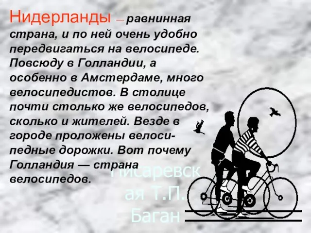 Писаревская Т.П. Баган Нидерланды — равнинная страна, и по ней очень удобно