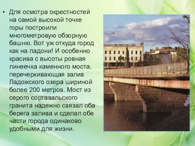 Для осмотра окрестностей на самой высокой точке горы построили многометровую обзорную башню.