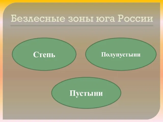 Безлесные зоны юга России Степь Пустыни Полупустыни