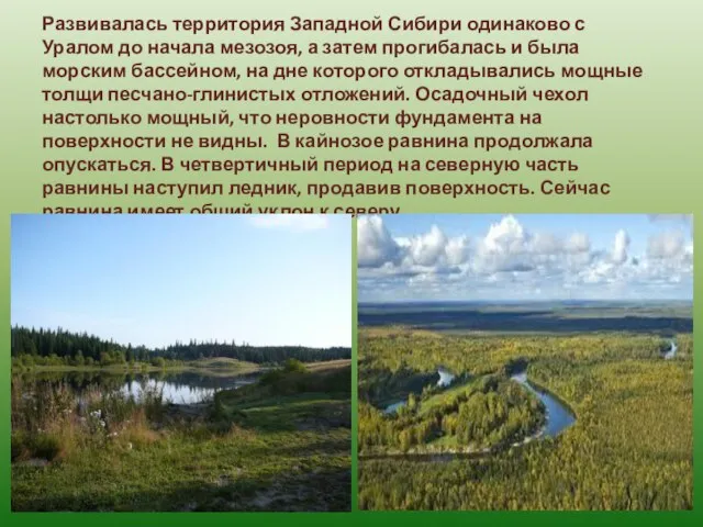 Развивалась территория Западной Сибири одинаково с Уралом до начала мезозоя, а затем
