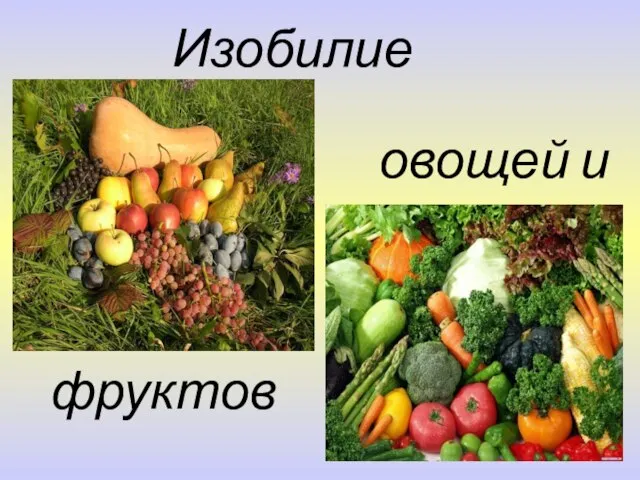 Изобилие овощей и фруктов