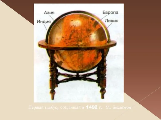 Первый глобус, созданный в 1492 г. М. Бехаймом