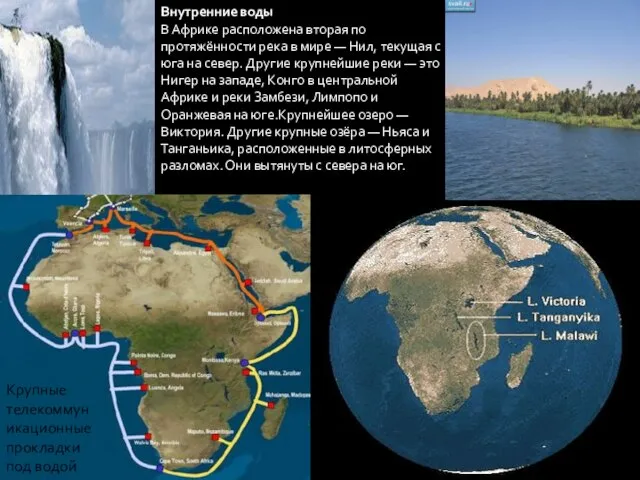 Внутренние воды В Африке расположена вторая по протяжённости река в мире —