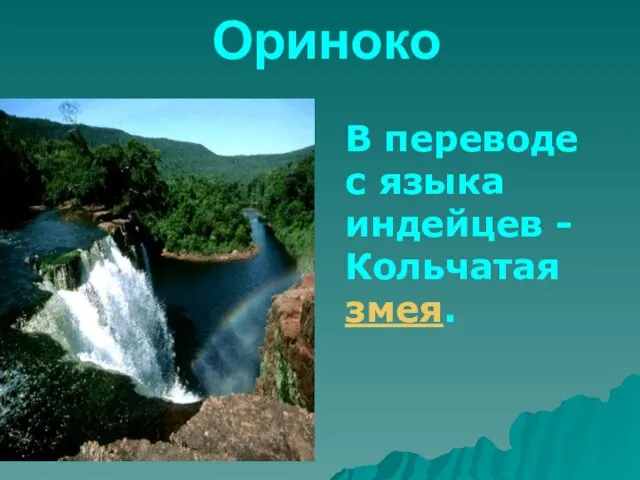 Ориноко В переводе с языка индейцев - Кольчатая змея.