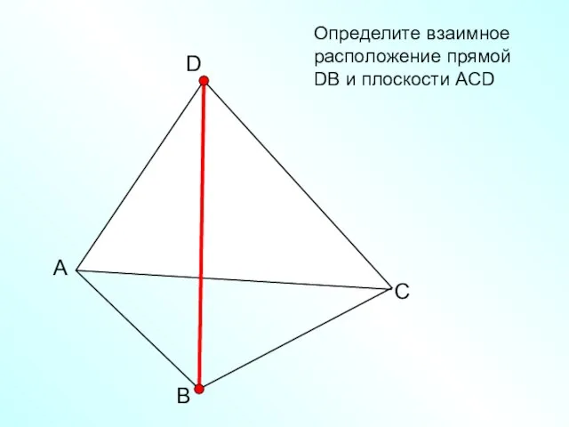 А В С D Определите взаимное расположение прямой DВ и плоскости АСD
