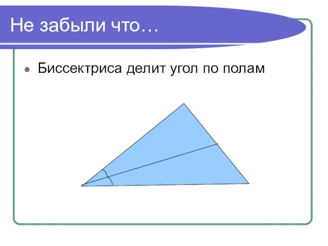 Не забыли что… Биссектриса делит угол по полам