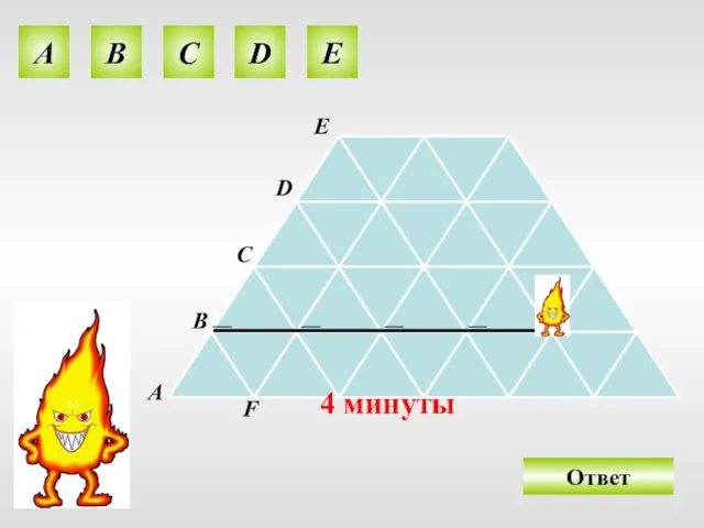 A B C D E O 4 минуты А В С D E F Ответ