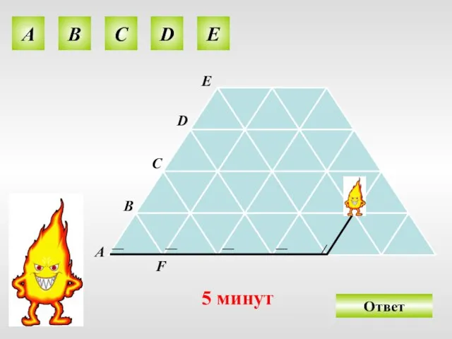 A B C D E O 5 минут А В С D E F Ответ