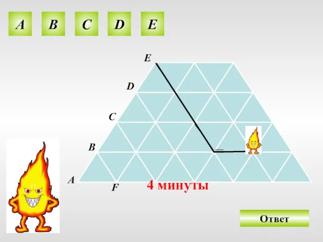 A B C D E O 4 минуты А В С D E F Ответ