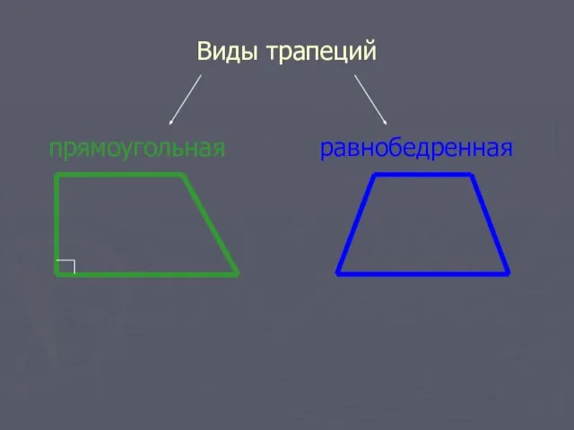 Виды трапеций равнобедренная прямоугольная